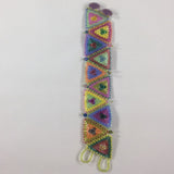 Triangle weave bracelet with Multi-colored Glass Seed Beads. Size 6