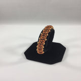 Braided Bracelet With Swarovski Gold Pearls and Copper and Black Glass Seed Beads.  Reversible.  Size 7.25"