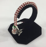 tag(retake pic)-1B20 Bracelet, Red and White Beads, Snowman Charm