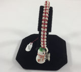 tag(retake pic)-1B20 Bracelet, Red and White Beads, Snowman Charm