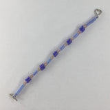 Bracelet, Blue Glass Seed Beads in a Tubular Herringbone Pattern.  Size 6-1/2"