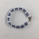 Handmade Weave Bracelet with Blue and Crystal Beads and Sterling spacers.  Size 6-3/4"
