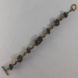 Bracelet, Handmade beads with Gold Swarovski Pearls and Fire Polished Czech Beads. Size 7.5"