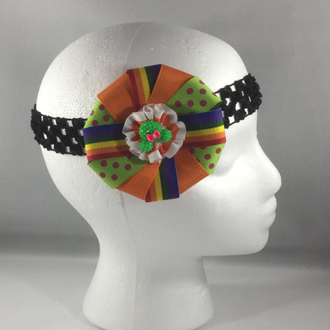 Accessory, Headband with Orange, Green and Blue Colorful Ribbon Bow, Child