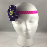 Accessory, Headband with Purple Polka Dot Bow.  Baby age 3-6 mos