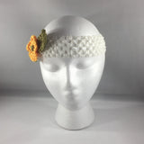 Accessory, Headband with Hand Crocheted Orange Flower, Adult