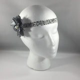 Accessory, Headband with Gray Ribbon Bow, baby age 6-12 mos