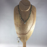 Necklace, Green Dainty Weave Necklace with Green Glass Seed Beads and Crystal Czech Glass Beads.  A Flower Dangle finishes off this necklace.  Matching Dangle Earrings included.  Length 16"