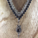 Necklace, Exquisite beaded necklace with Czech Polish Cut Beads, Crystal and Black rounds