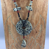 Necklace, Dalmation Spotted Beads with Donut Bead