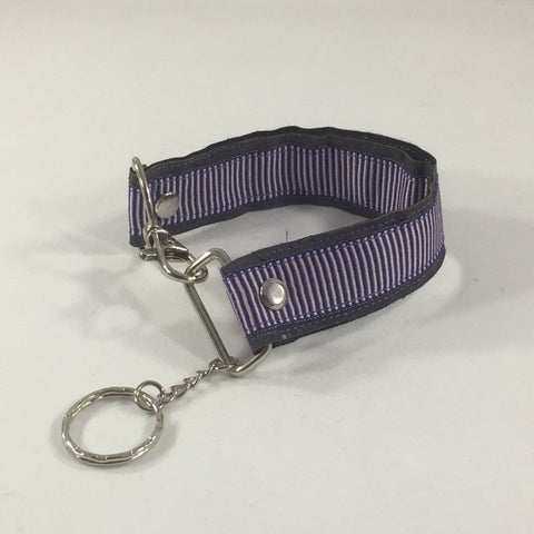 Accessory, Key Fob with a blue border and thin red lines.  Handmade by sisters2creations. Can wrap on wrist or hang on hook.