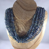 Necklace, 5 Strand Teal Colored Chips, Sterling.  The picture shows blue, but these are more of a teal shade.  16".  Earrings included.