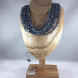 Necklace, 5 Strand Teal/Bluish Colored Chips, Sterling