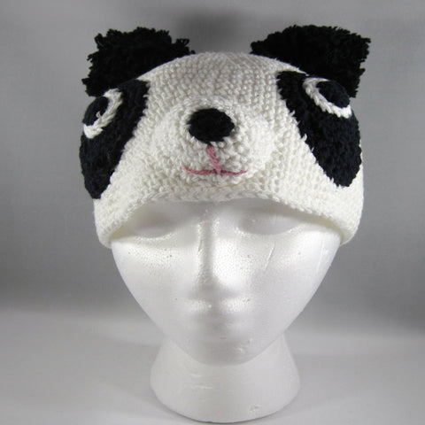 Crochet, Hat, Panda Bear.  Size Teen/Adult Large. 
