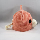 Crochet Hat, Peach Wiggly Piggy, Newborn to 6mos