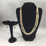 2 strand Ivory and Beige pearls. Sterling.  Necklace 20".  Earrings included.