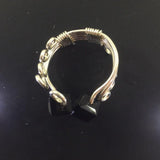 Ring, Sterling Wire Wrap with 2 Swarovski Cubes, Size 6