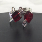 Ring, Sterling Wire Wrap with 2 Red Swarovski Cubes.  Size 4 1/4