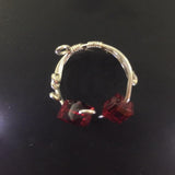 Ring, Sterling Wire Wrap with 2 Red Swarovski Cubes, Size 4-1/4