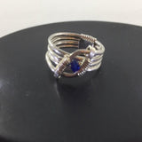 Ring, Sterling Wire Wrap with Blue Swarovski Crystal.  Size 6 3/4