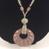 Necklace, Rose Pink Donut Bead with Sterling Silver Chain