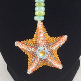 SET, Necklace Hand Beaded Orange Starfish