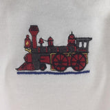 Baby Onsie for age 0-3mos.  Embroidered with Red Choo Choo Engine