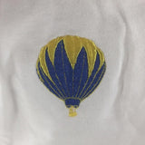 Baby Onsie for age 6-9mos.  Embroidered with Blue and Yellow Hot Air Balloon