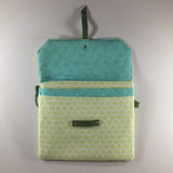 Tablet/IPad Case, Pale GreenPattern, Snap Closure, 2 Spare Pockets in Front