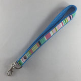 Wrist Strap Key Ring Holder, Blue with Stripes  Can wrap on wrist or hang on hook.