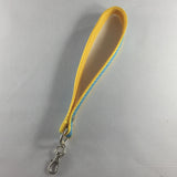 Accessory, Wrist Strap Key Ring Holder, Yellow with Turquoise Background and White Polka Dots