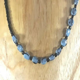 Necklace, Strung Veined Blue and Black Beads