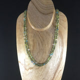 Necklace, Strung 2 Strands, Green and Pastel Czech Fire Polished Glass Beads, Sterling Clasp.  Necklace 19"