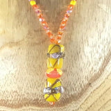 Necklace, Strung, Yellow and Orange Czech Fire Polished Beads, Sterling