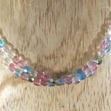 Necklace, Strung, Pastel Czech Fire Polished Beads.  Sterling