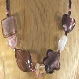 Necklace, Strung with Amethyst and Pink Czech Beads and Purple Lampwork Beads