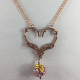 Necklace, Copper with Wire Wrap Pendant and Lampwork Bead