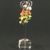 5 Strand Necklace with stabilized green stone chips and orange glass seed beads.  Earrings included.  Necklace length 18"