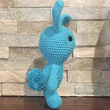 Crochet, Turquoise Bunny with Pompom Tail