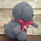 Crochet, Blue Elephant, Pink Scarf
