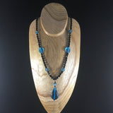 Necklace, Lampwork Beads, Sterling  Blue and Black