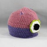 Crochet Hat, Pink an Purple Owl