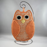Orange Owl Hot Pad holder.  Crocheted with flame retardant cotton.  Machine washable.  Two layers sewn together.
