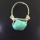 Ring, Sterling Wire Wrap with Stabilized Turquoise Nugget.  Size 6 3/4