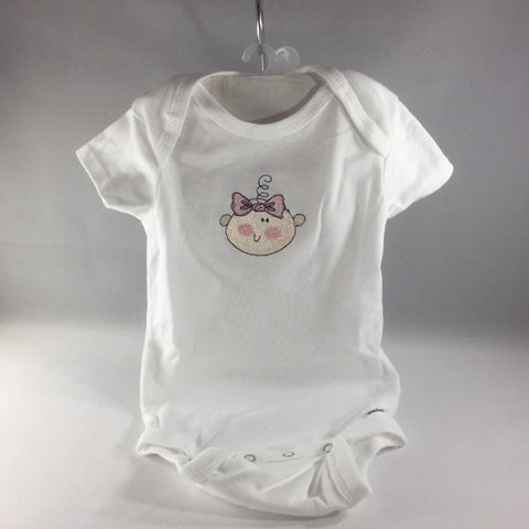 Baby Onsie for age 6-9mos.  Embroidered with Baby Girl Face