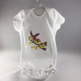 Baby Onsie for age 6-9mos.  Embroidered with Three Little Yellow Birds on a Limb