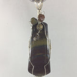 Sterling Wire Wrapped Pendant, Green Shaded Jasper