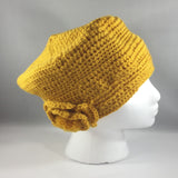 Crochet Hat, Golden Rod with Flower, Teen/Adult Large
