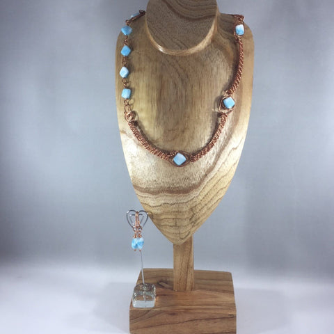 Larimar Beads in Copper Weave Links