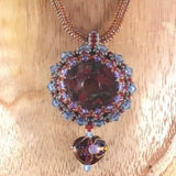 Necklace, Hand Weave Rope with a Hand Beaded Donut Pendant